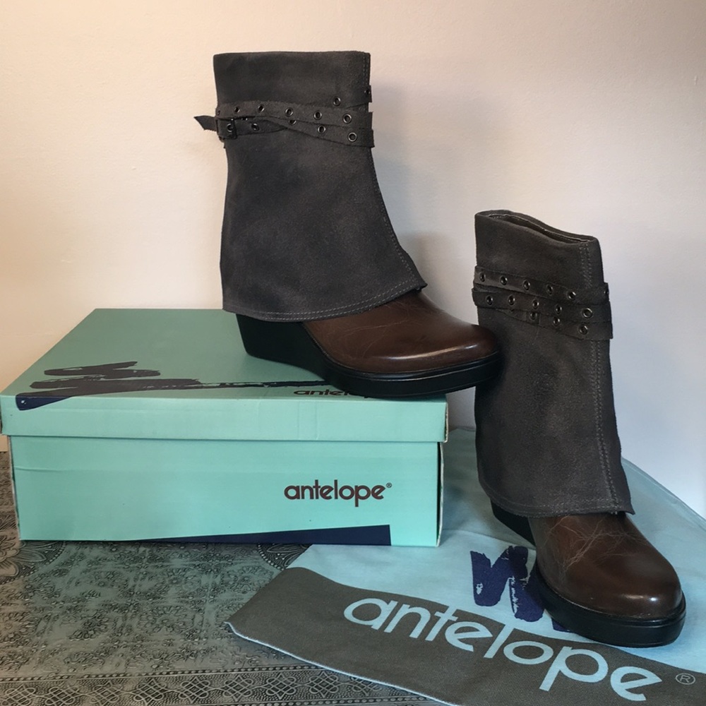 Antelope Grey Leather & Suede Boots